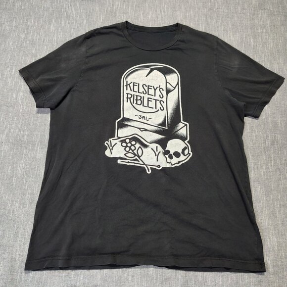 shirt Tops - Kelsey Riblets 3RL T-Shirt Womens Gravestone Tattoos Black White